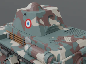 low poly cartoon renault r35 tank 3D Model