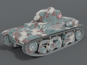 low poly cartoon renault r35 tank Model 3D