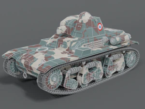 low poly cartoon renault r35 tank 3D Model