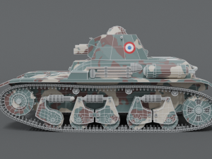 low poly cartoon renault r35 tank Model 3D