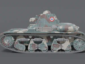 low poly cartoon renault r35 tank 3D Model