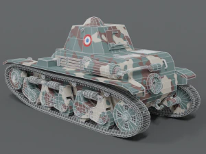 low poly cartoon renault r35 tank 3D Model