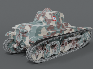 low poly cartoon renault r35 tank Model 3D
