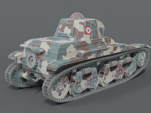 low poly cartoon renault r35 tank 3D Model