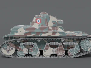 low poly cartoon renault r35 tank 3D Model
