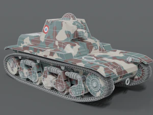 low poly cartoon renault r35 tank 3D Model