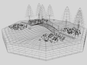 low poly cartoon forest bridge scene 3D Model