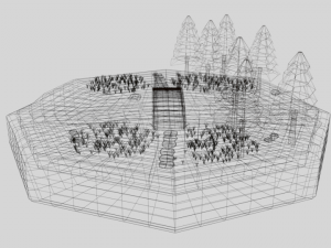 low poly cartoon forest bridge scene 3D Model
