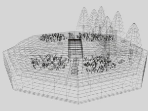low poly cartoon forest bridge scene 3D Model