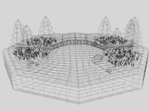 low poly cartoon forest bridge scene 3D Model