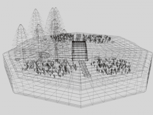 low poly cartoon forest bridge scene 3D Model