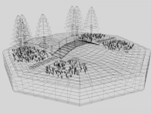 low poly cartoon forest bridge scene 3D Model