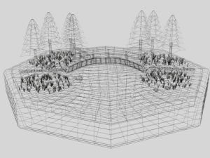 low poly cartoon forest bridge scene 3D Model