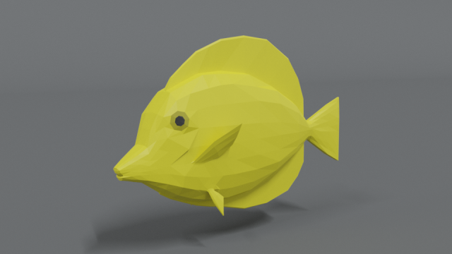 low poly cartoon yellow tang fish Modèle 3D .c4d .max .obj .3ds .fbx .stl .blend 