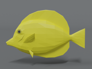 low poly cartoon yellow tang fish Modèle 3D