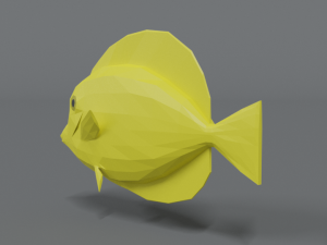 low poly cartoon yellow tang fish Modèle 3D