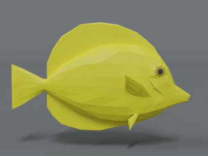 low poly cartoon yellow tang fish Modèle 3D