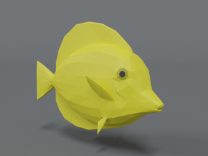 low poly cartoon yellow tang fish Modèle 3D