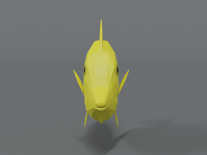 low poly cartoon yellow tang fish Modèle 3D
