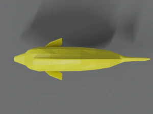 low poly cartoon yellow tang fish 3D Model