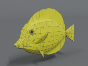 low poly cartoon yellow tang fish Modèle 3D