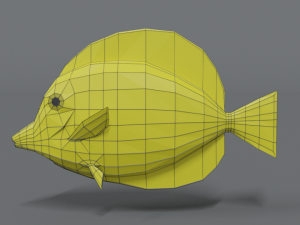 low poly cartoon yellow tang fish Modèle 3D