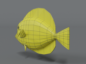 low poly cartoon yellow tang fish Modèle 3D