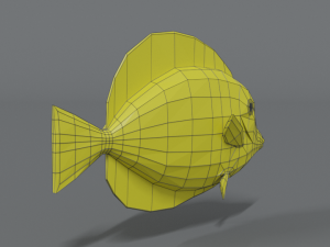 low poly cartoon yellow tang fish Modèle 3D