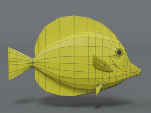 low poly cartoon yellow tang fish Modèle 3D