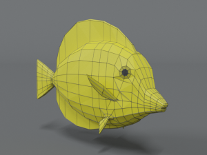 low poly cartoon yellow tang fish Modèle 3D