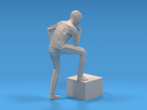 low poly kid thinking 3D Model