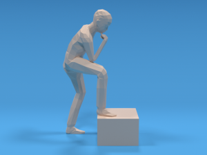 low poly kid thinking 3D Model
