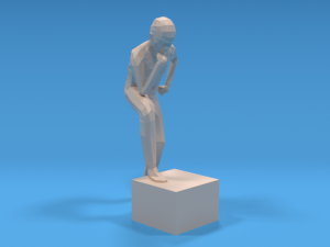 low poly kid thinking 3D Model