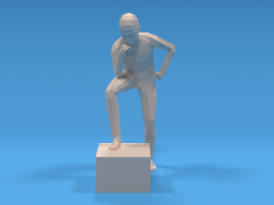 low poly kid thinking 3D Model