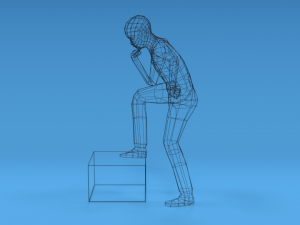 low poly kid thinking 3D Model