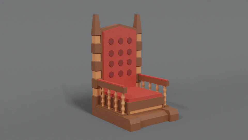 trono de desenho animado de baixo poli Modelo 3D .c4d .max .obj .3ds .fbx .stl .blend 