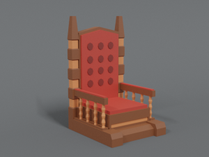 low poly cartoon throne Model 3D