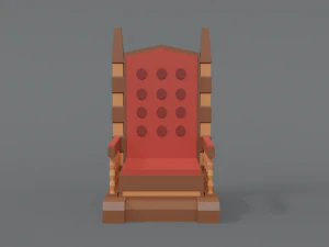 trono de desenho animado de baixo poli Modelo 3D