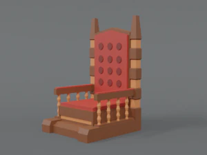 trono de desenho animado de baixo poli Modelo 3D