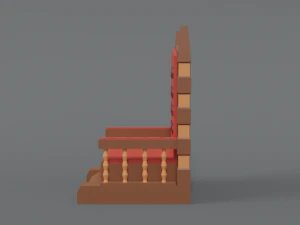 trono de desenho animado de baixo poli Modelo 3D