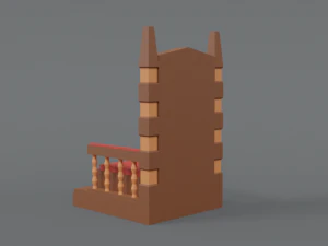 trono de desenho animado de baixo poli Modelo 3D