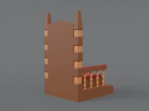trono de desenho animado de baixo poli Modelo 3D