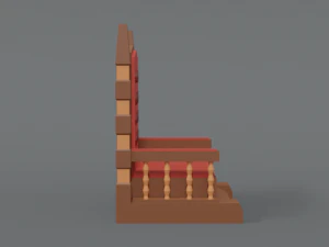 trono de desenho animado de baixo poli Modelo 3D