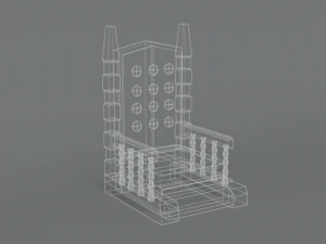 trono de desenho animado de baixo poli Modelo 3D