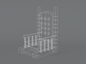 trono de desenho animado de baixo poli Modelo 3D