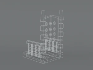 trono de desenho animado de baixo poli Modelo 3D