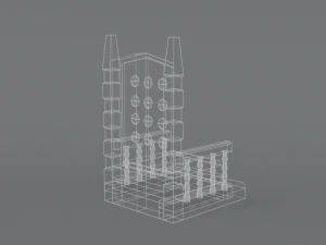 trono de desenho animado de baixo poli Modelo 3D