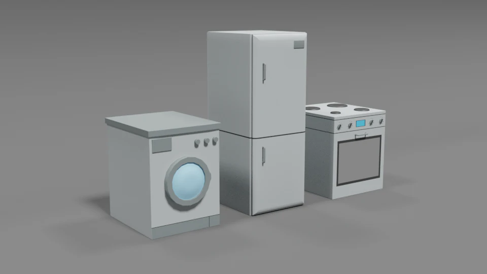 low poly cartoon household electronic devices 3D Model .c4d .max .obj .3ds .fbx .stl .blend 