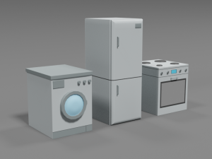 low poly cartoon household electronic devices 3D Model
