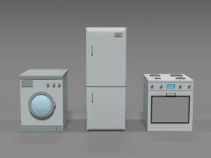 low poly cartoon household electronic devices 3D Model